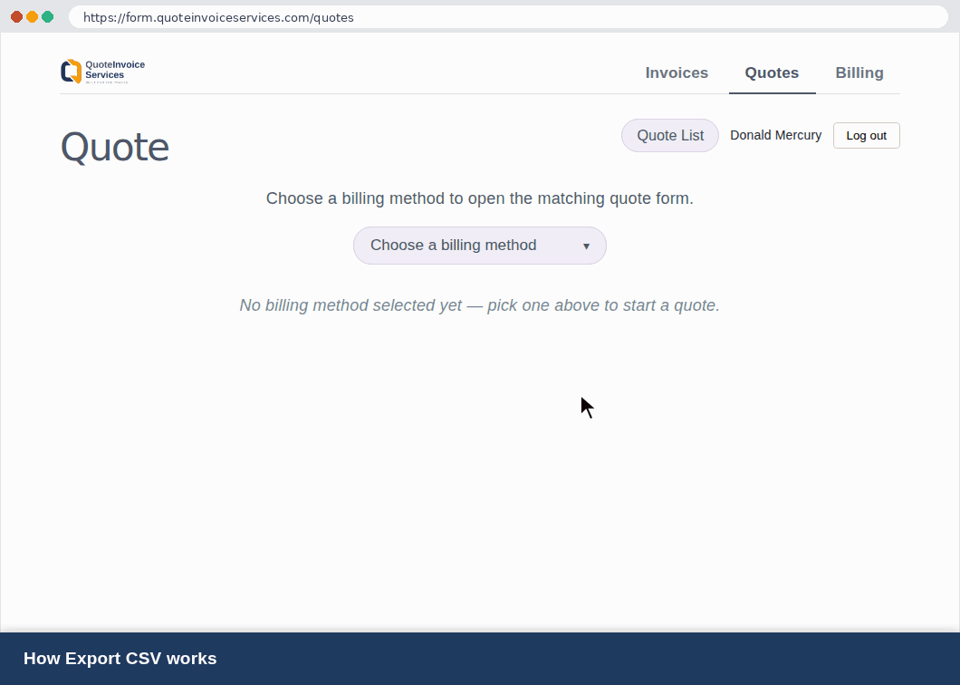 Export CSV demo